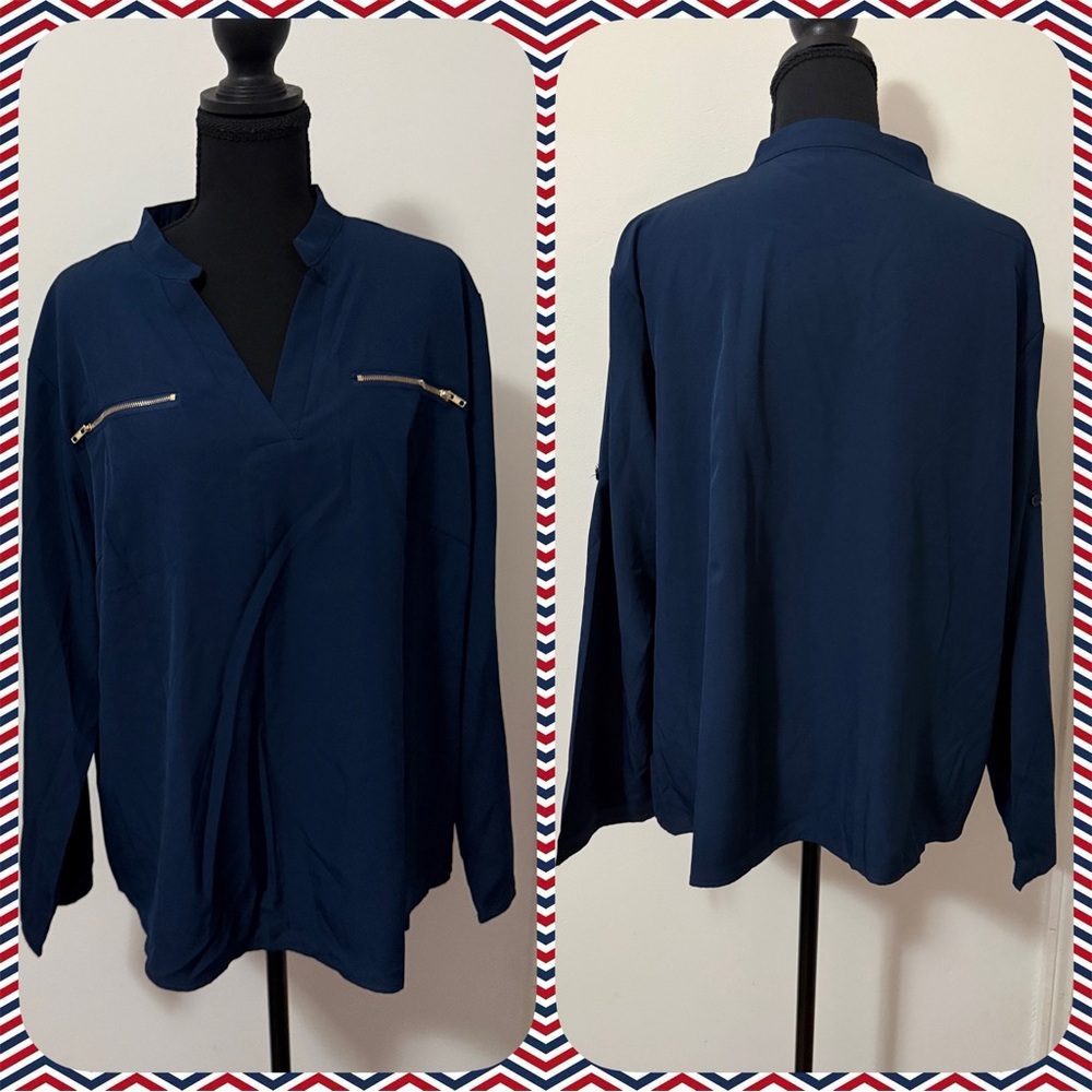 Navy Blue Women's Long Sleeve Top-size XL